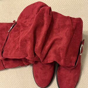 Red suede boots